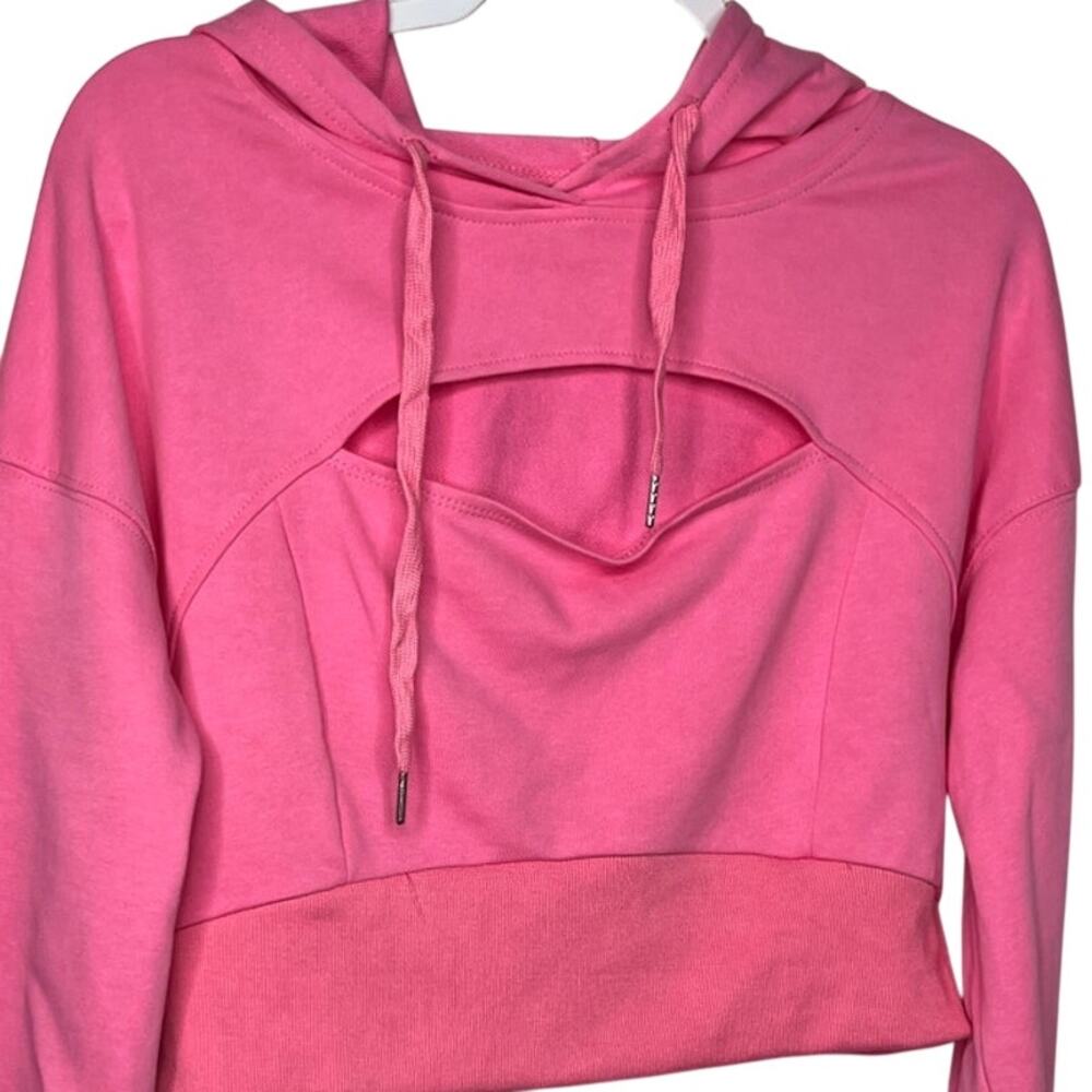 Bubble Gum Pink Keyhole Crop Sweatshirt XL - Picture 6 of 7